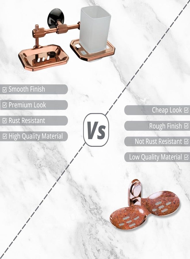 LUXIUR Wash Basin Soap Dish + Brush Holder for Bathroom and Kitchen Sink, 304 Stainless Steel Stand for Wall Mount Kitchen Accessories Items, Bathroom Accessories, Morden Design, PVD Rose Gold, Double - Image 5